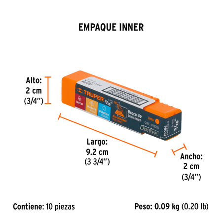 Broca HSS Trublack para metal Truper 3/16"