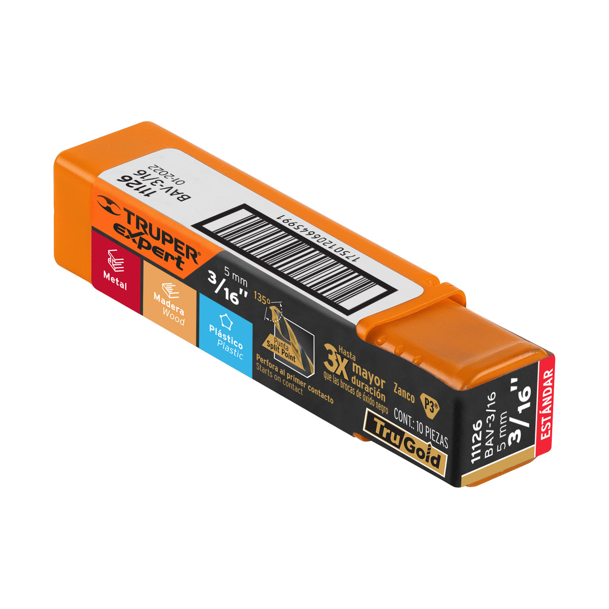 Broca HSS Trugold para metal Truper Expert 3/16"