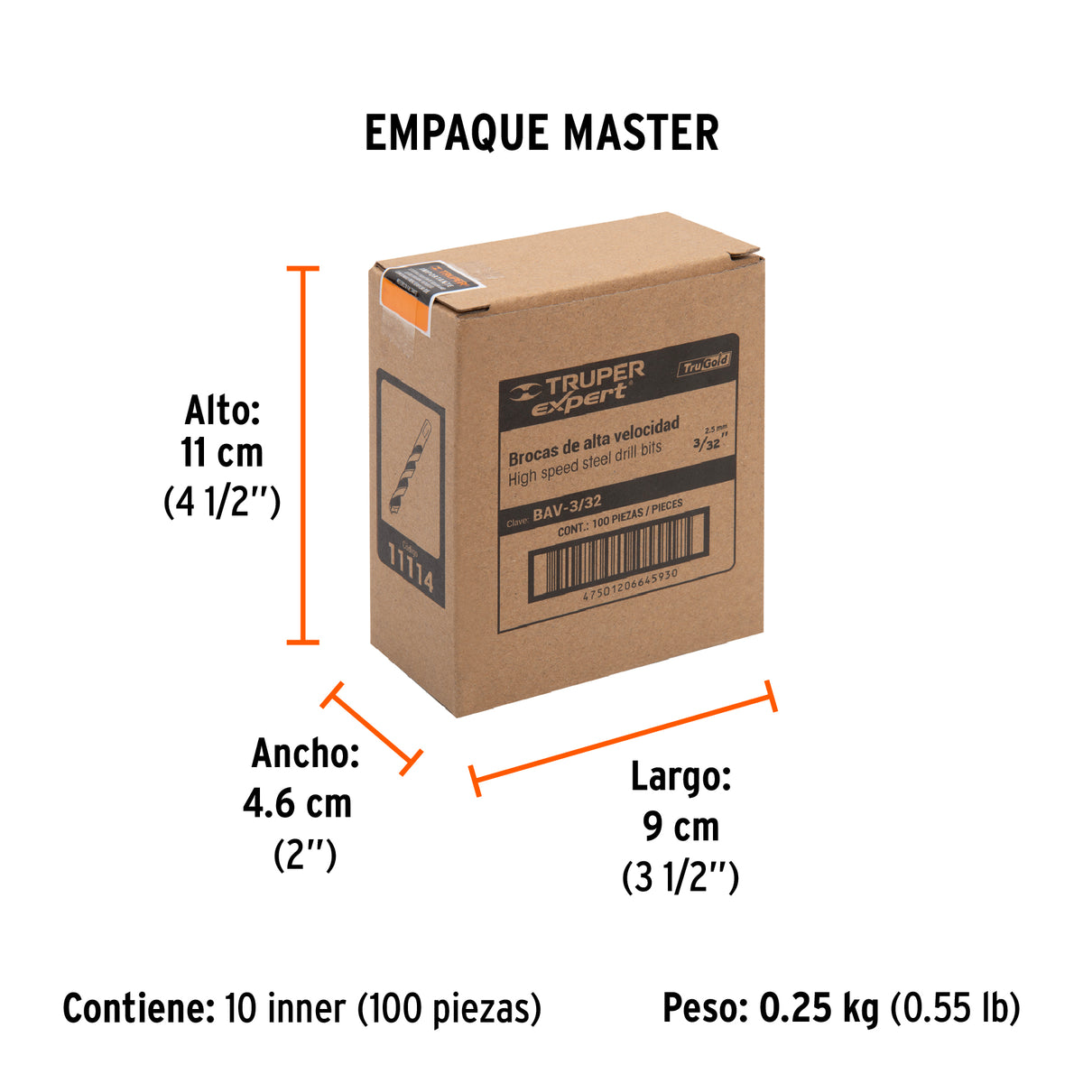Broca HSS Trugold para metal Truper Expert 3/32"