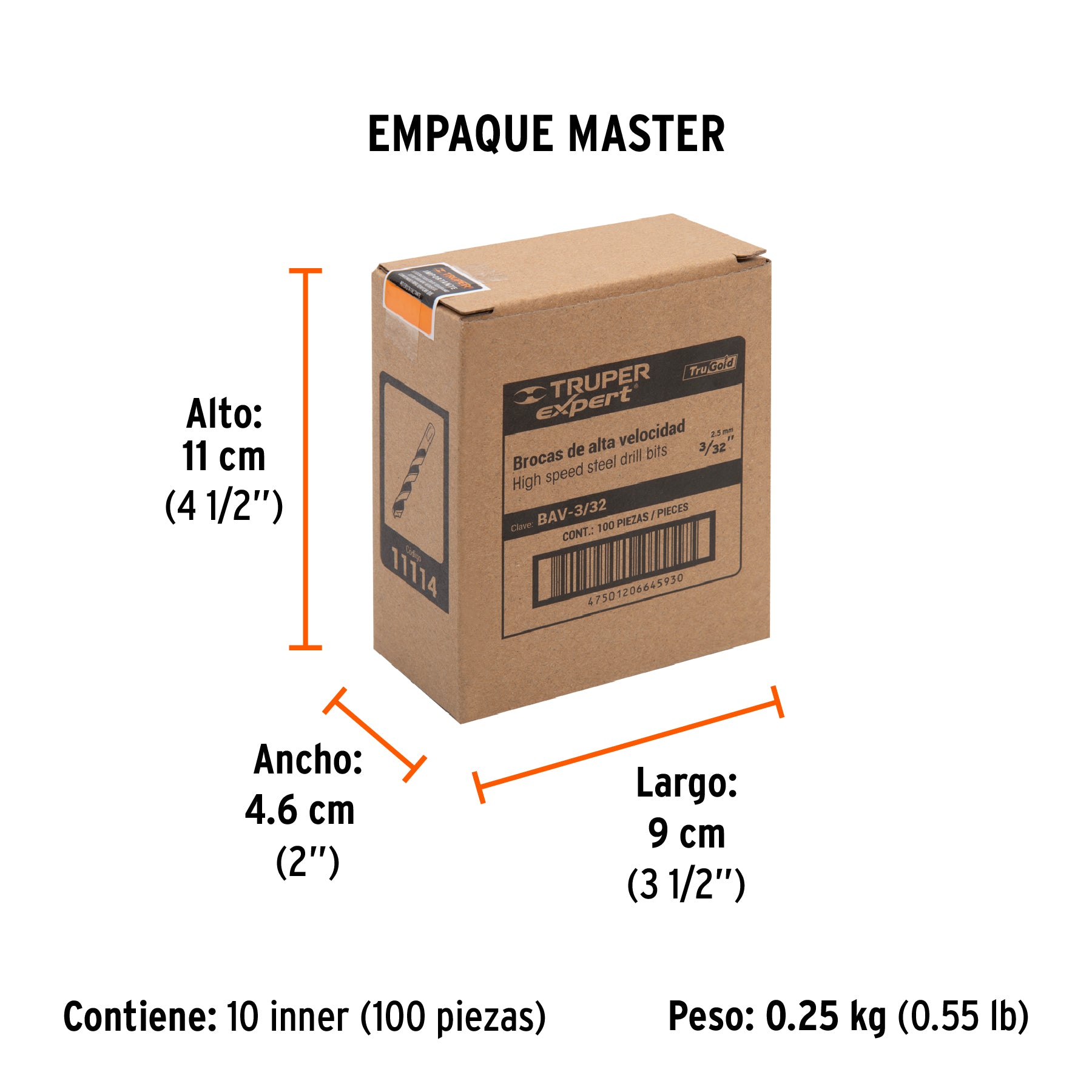Broca HSS Trugold para metal Truper Expert 3/32"