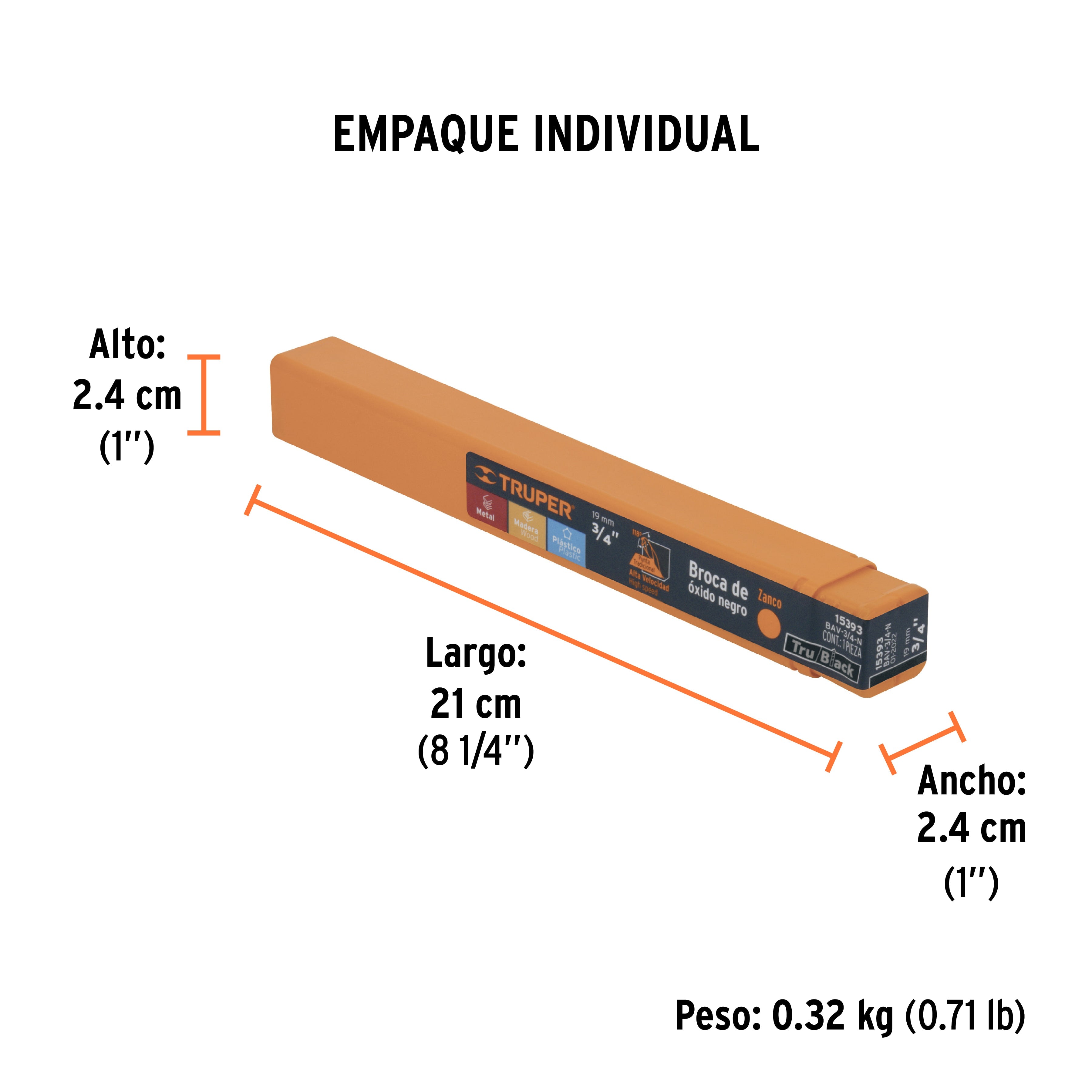 Broca HSS Trublack para metal Truper 3/4"