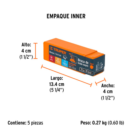 Broca HSS Trublack para metal Truper 3/8"