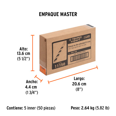 Broca HSS Trugold para metal Truper Expert 3/8"