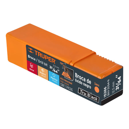 Broca HSS Trublack para metal Truper 31/64"