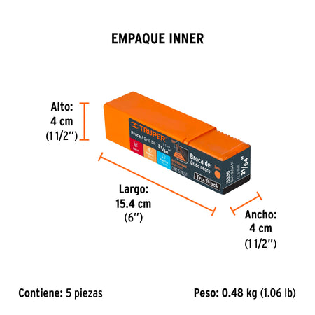 Broca HSS Trublack para metal Truper 31/64"