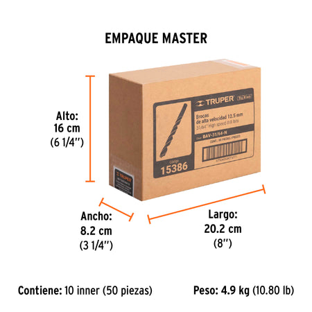 Broca HSS Trublack para metal Truper 31/64"