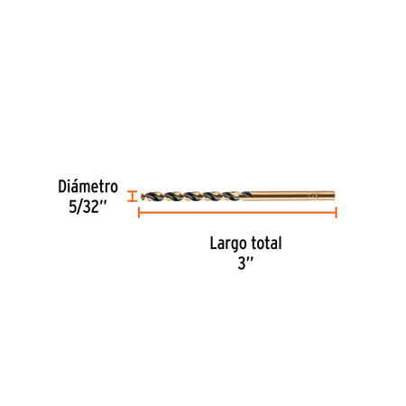 Broca HSS Trugold para metal Truper Expert 5/32"