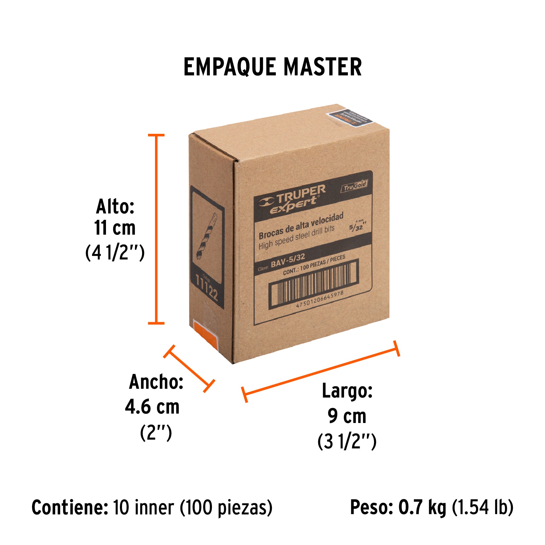 Broca HSS Trugold para metal Truper Expert 5/32"