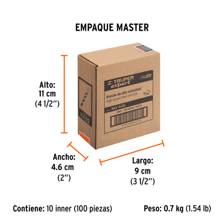 Broca HSS Trugold para metal Truper Expert 5/32"
