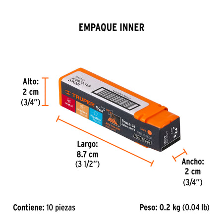 Broca HSS Trublack para metal Truper 5/64"