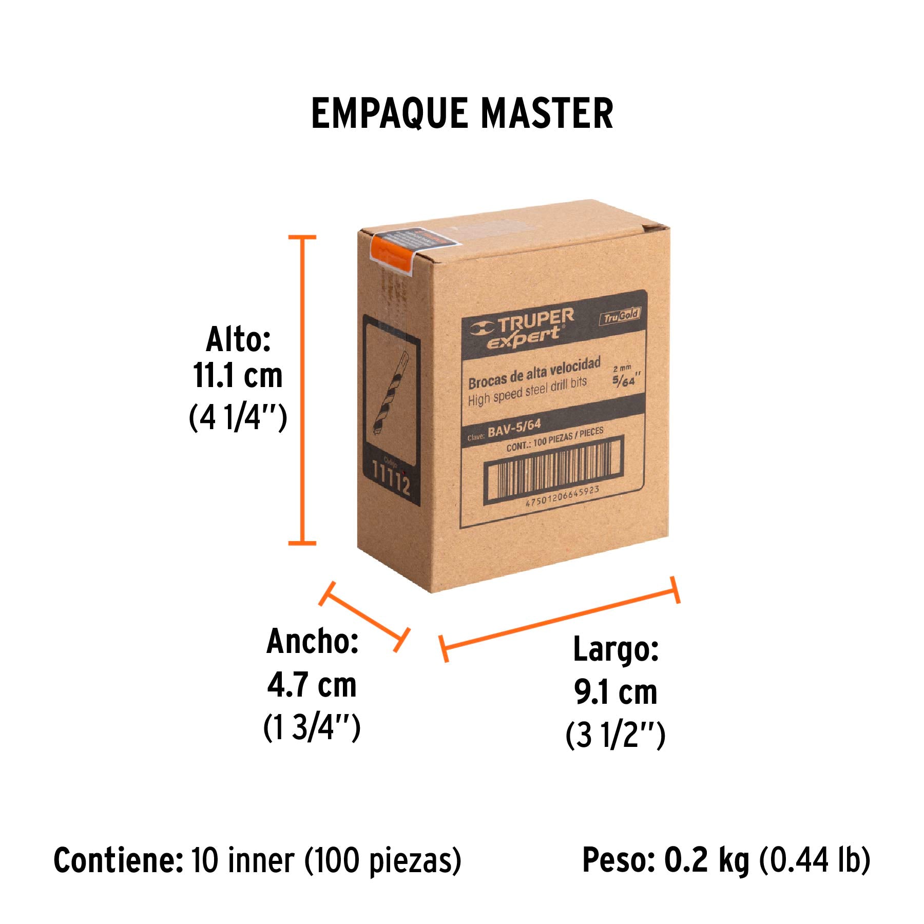 Broca HSS Trugold para metal Truper Expert 5/64"