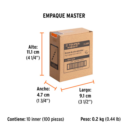 Broca HSS Trugold para metal Truper Expert 5/64"