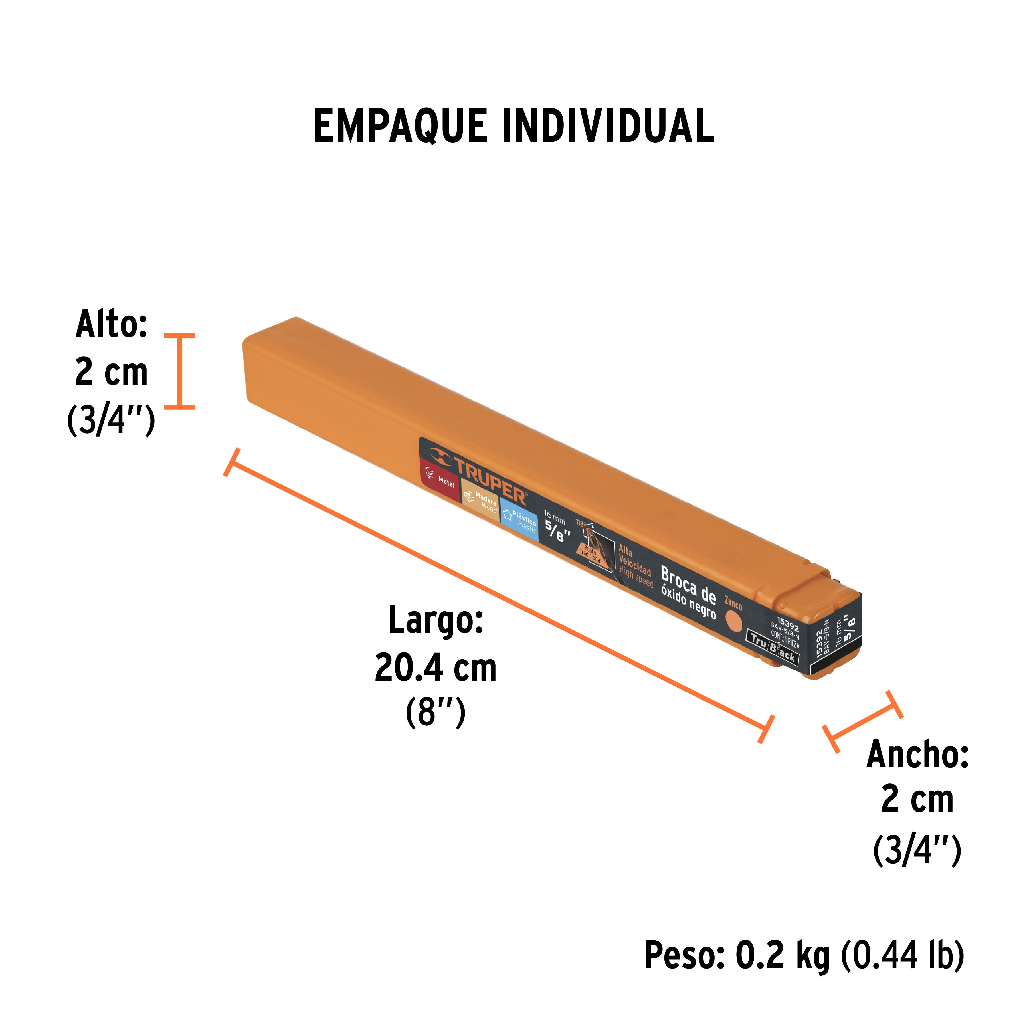 Broca HSS Trublack para metal Truper 5/8"