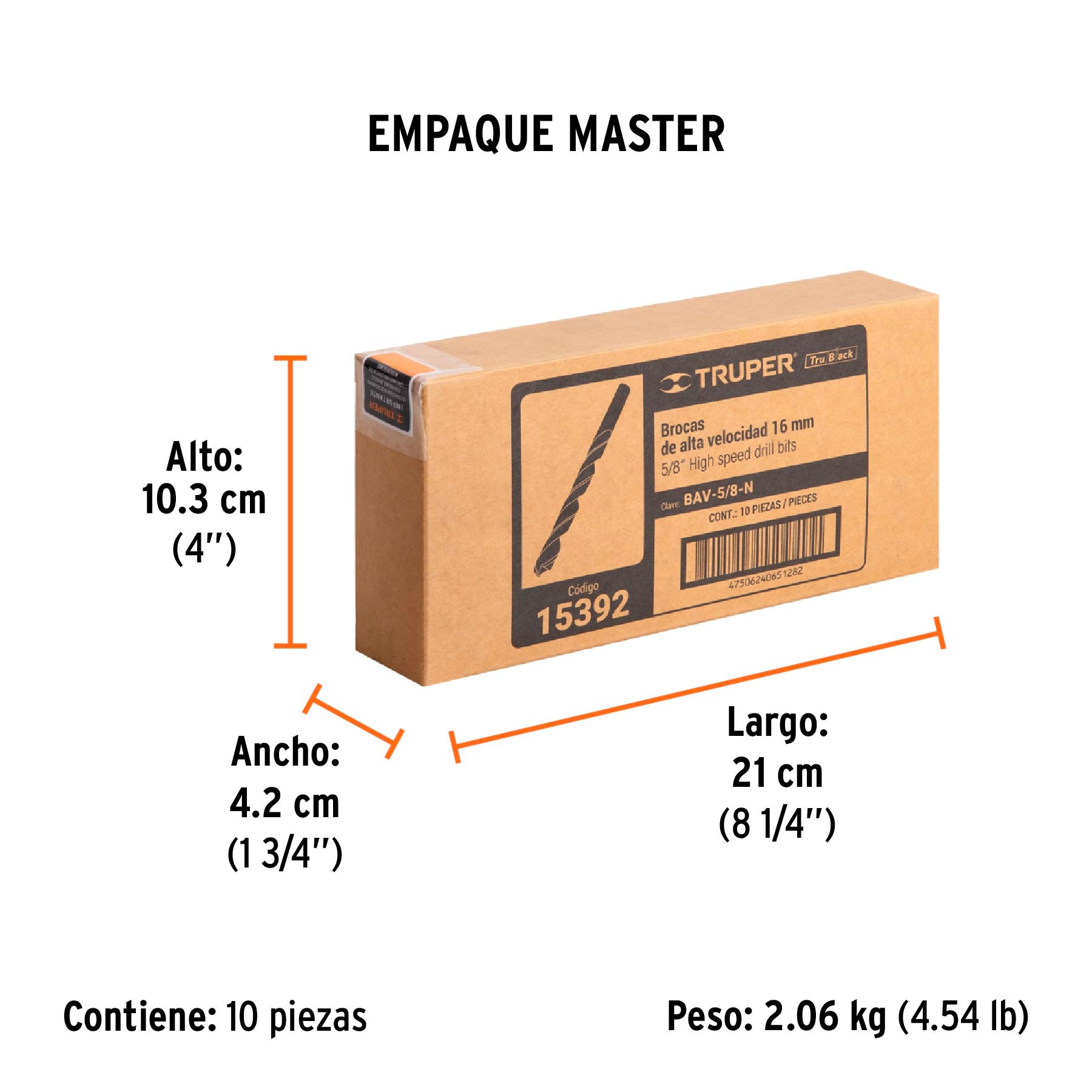 Broca HSS Trublack para metal Truper 5/8"