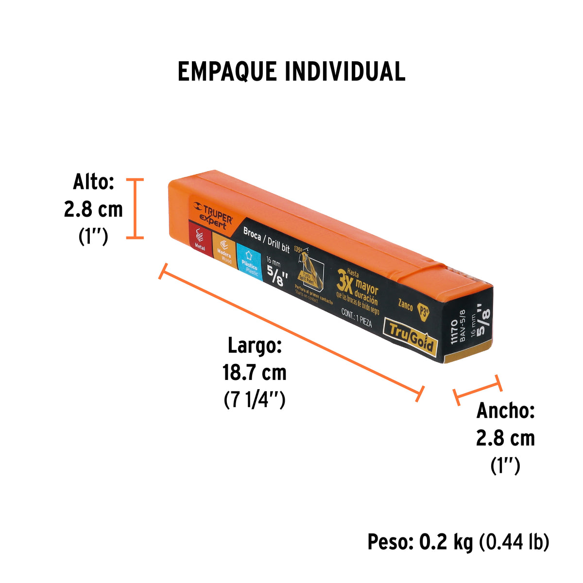 Broca HSS Trugold para metal Truper Expert 5/8"