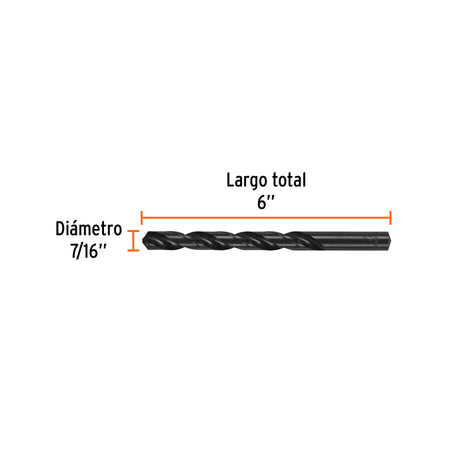 Broca HSS Trublack para metal Truper 7/16"