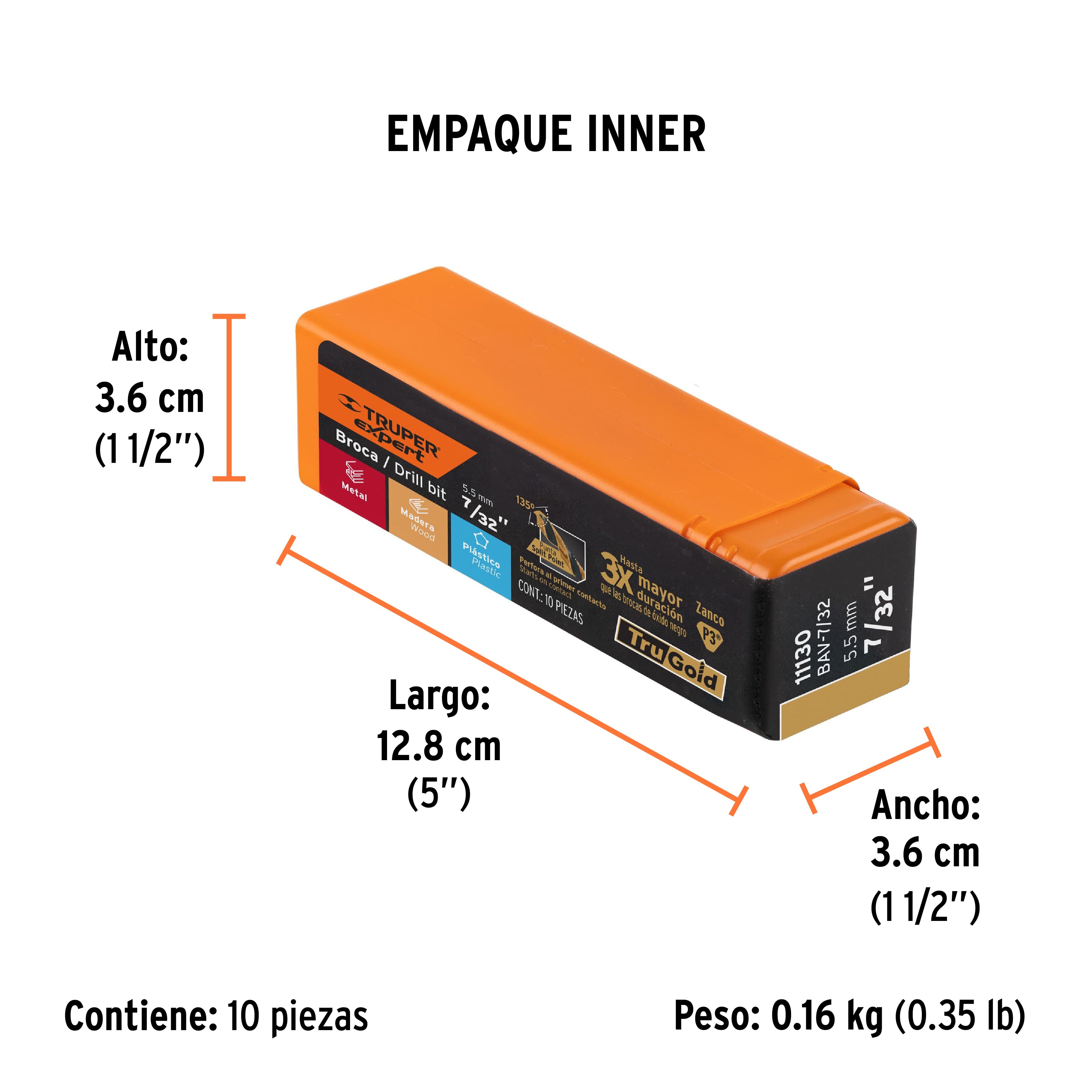 Broca HSS Trugold para metal Truper Expert 7/32"