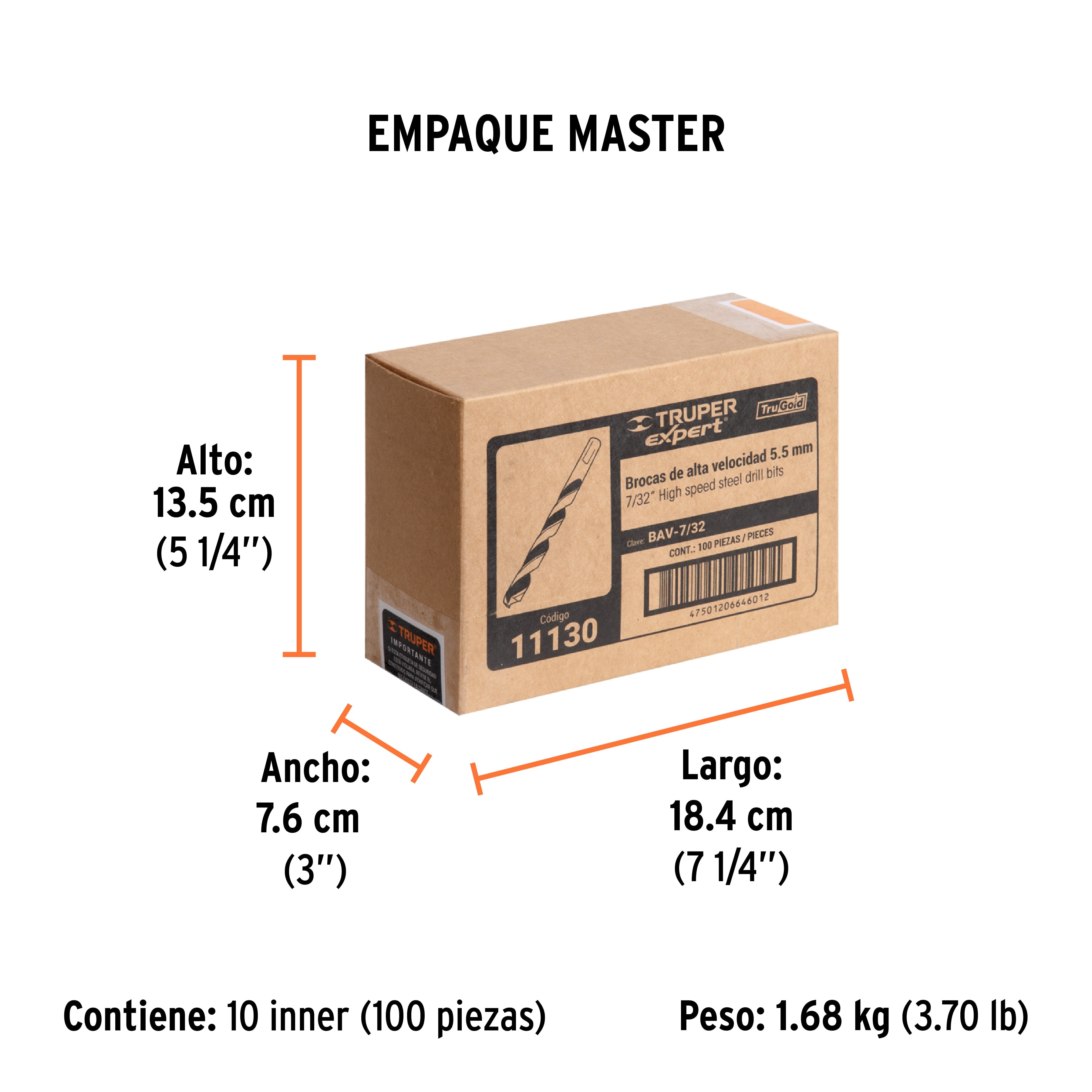 Broca HSS Trugold para metal Truper Expert 7/32"