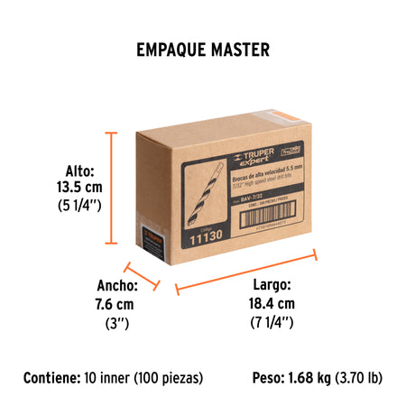 Broca HSS Trugold para metal Truper Expert 7/32"