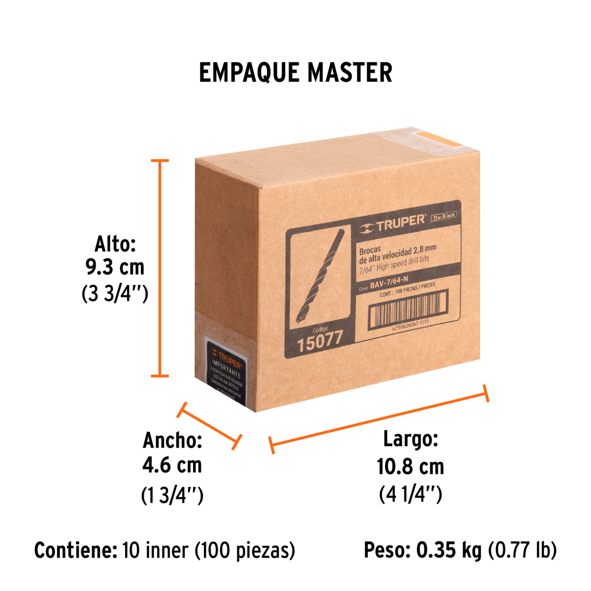 Broca HSS Trublack para metal Truper 7/64"