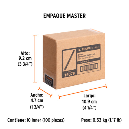 Broca HSS Trublack para metal Truper 9/64"