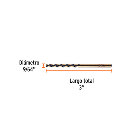 Broca HSS Trugold para metal Truper Expert 9/64"