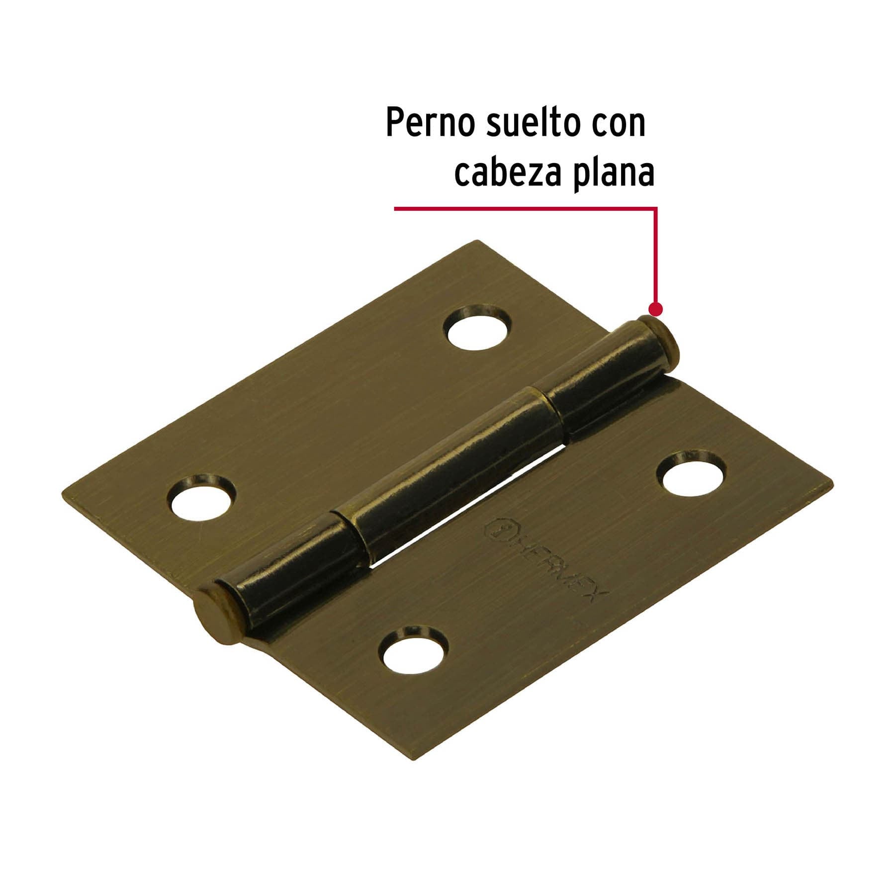 Bisagra cuadrada 2', latón antiguo, cabeza plana, HERMEX 2'