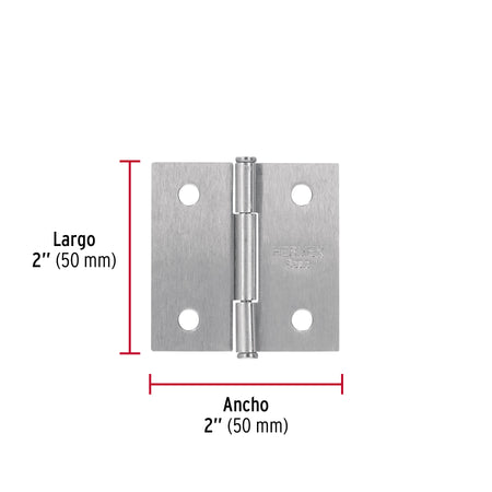 Bisagra cuadrada 2', satinado, cabeza plana, BASIC