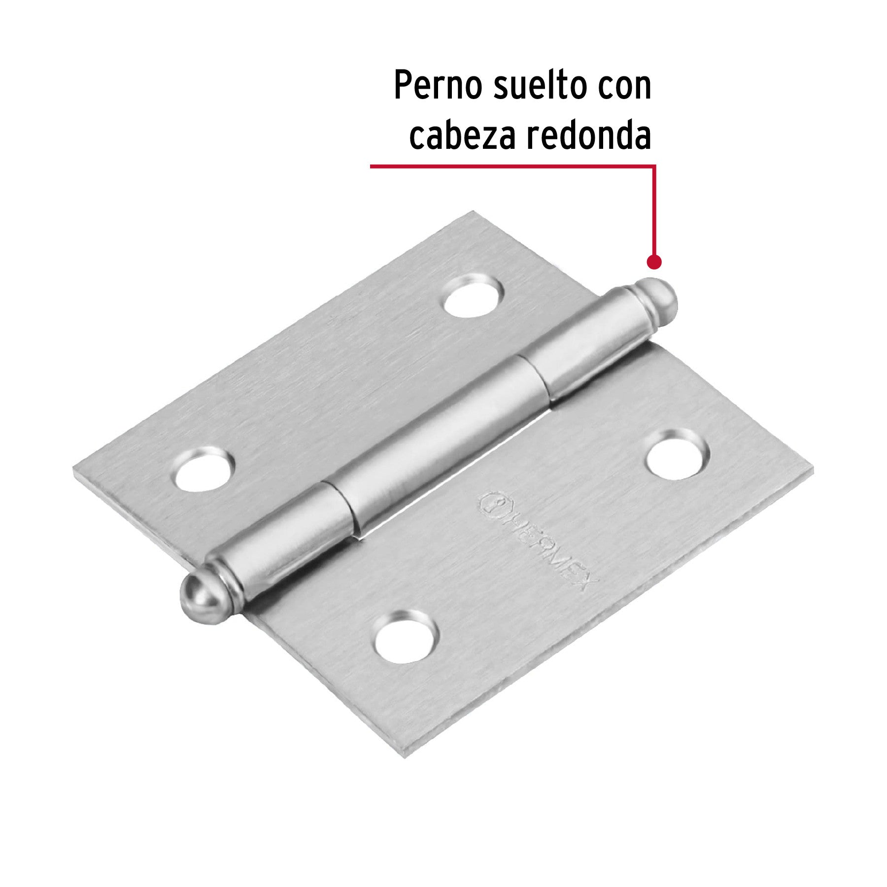 Bisagra cuadrada 2', satinado, cabeza redonda, HERMEX 2'