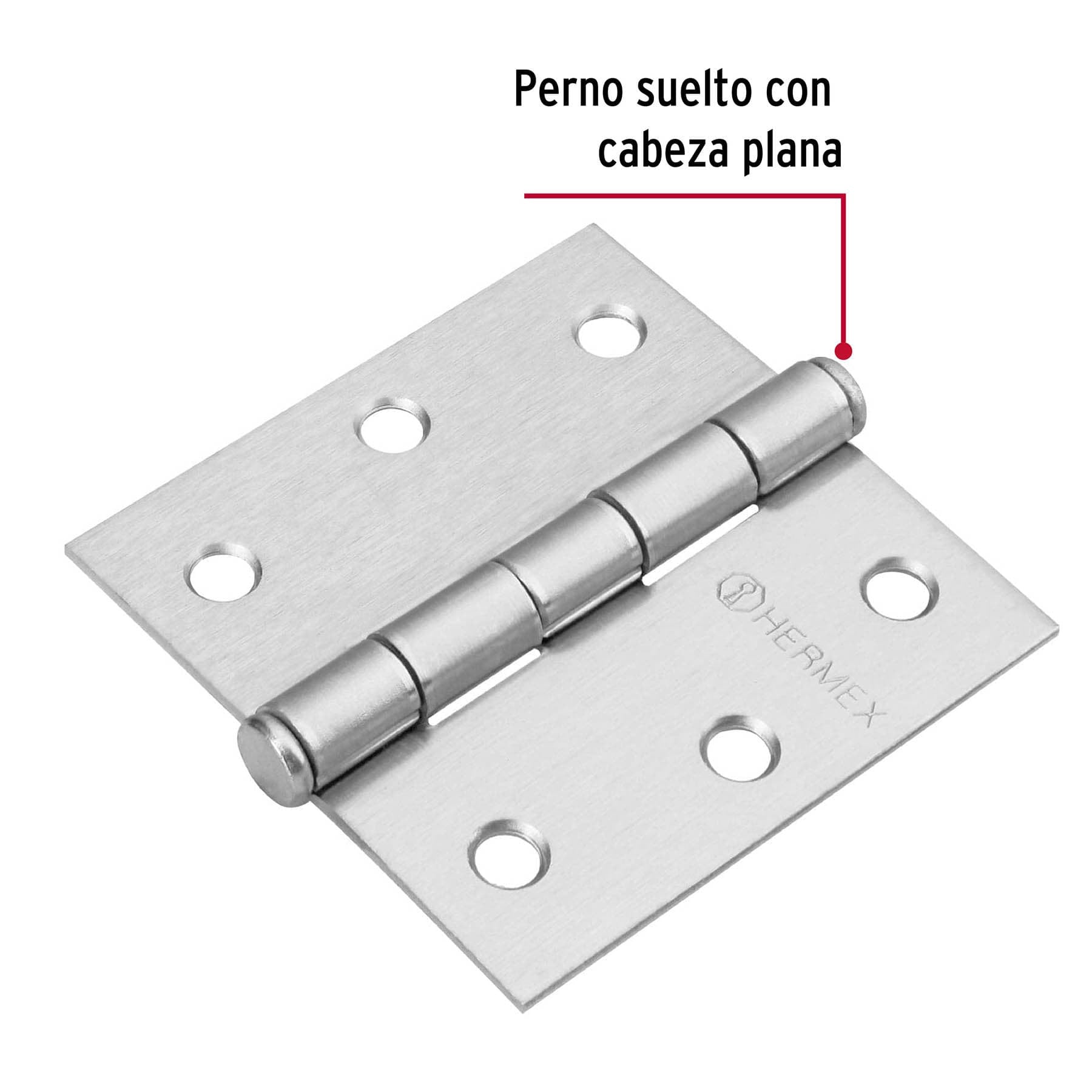 Bisagra cuadrada 2-1/2', satinado, cabeza plana, HERMEX