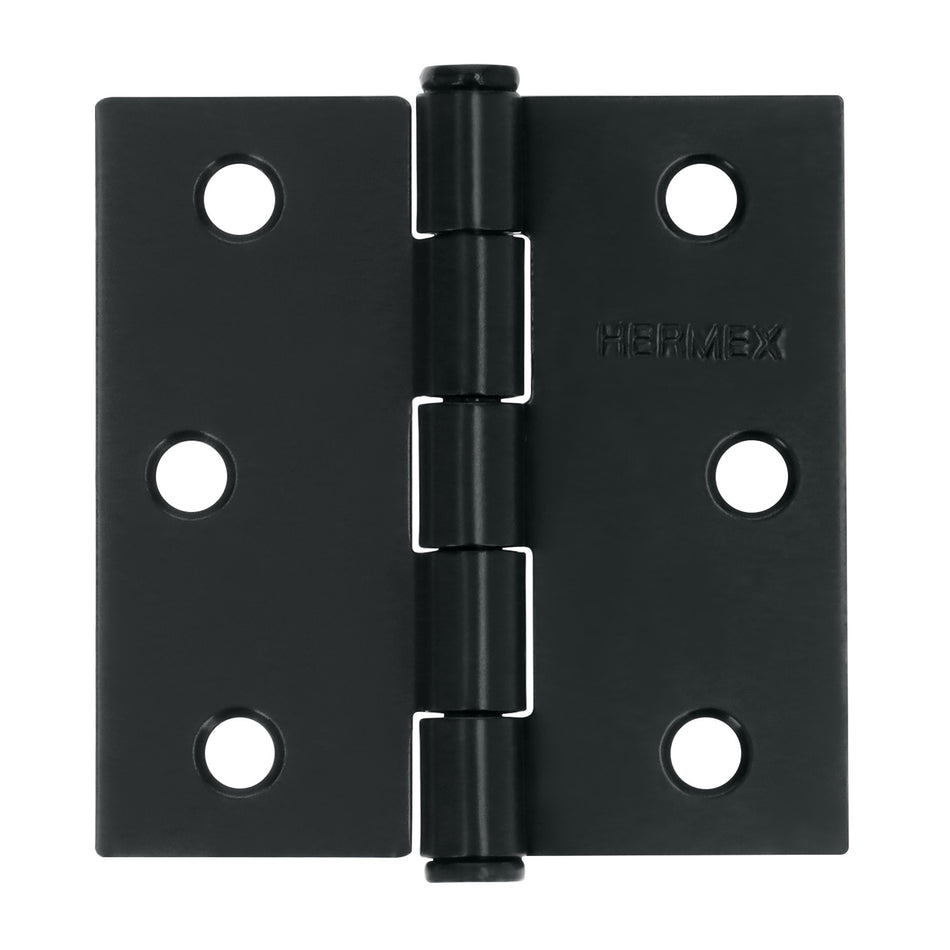 Bisagra cuadrada 2 1/2" negro mate cabeza plana HERMEX