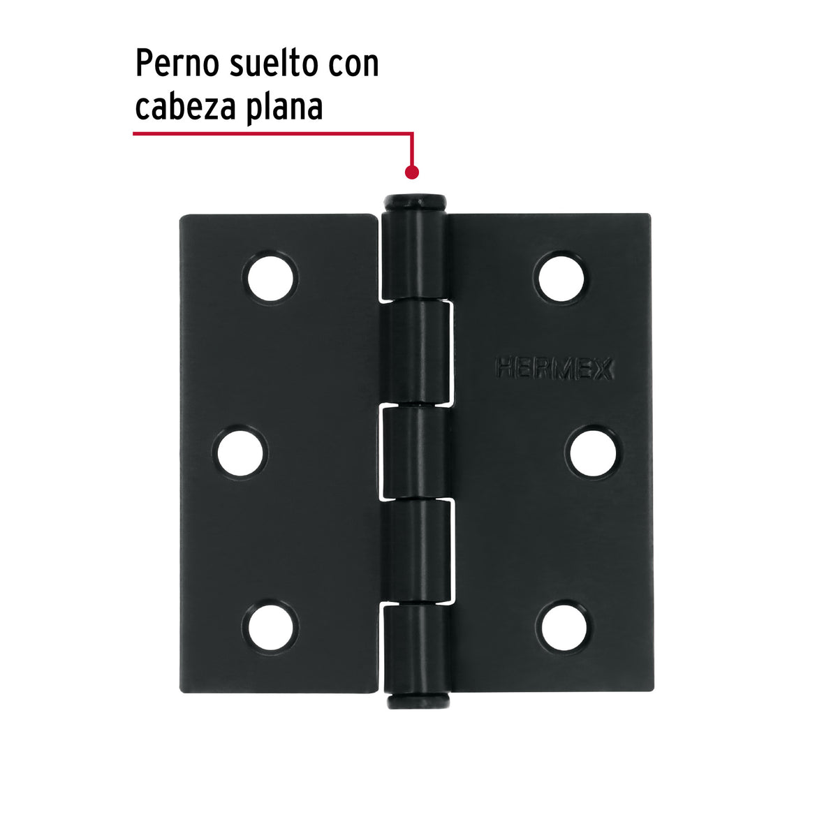 Bisagra cuadrada 2 1/2" negro mate cabeza plana HERMEX