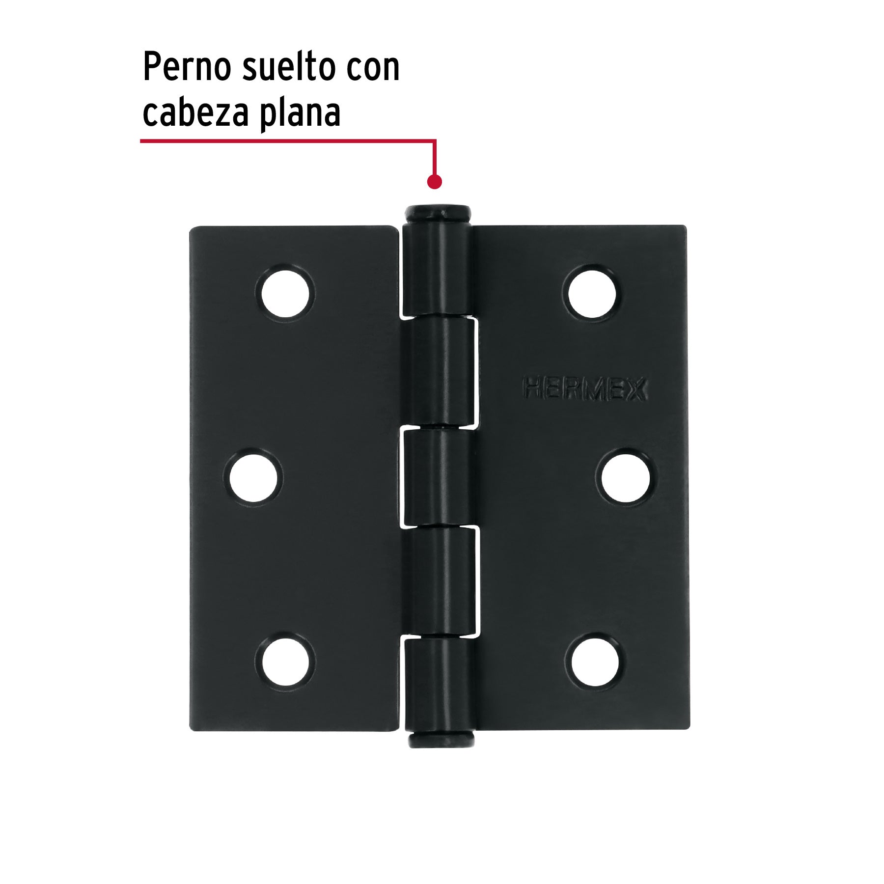 Bisagra cuadrada 2 1/2" negro mate cabeza plana HERMEX