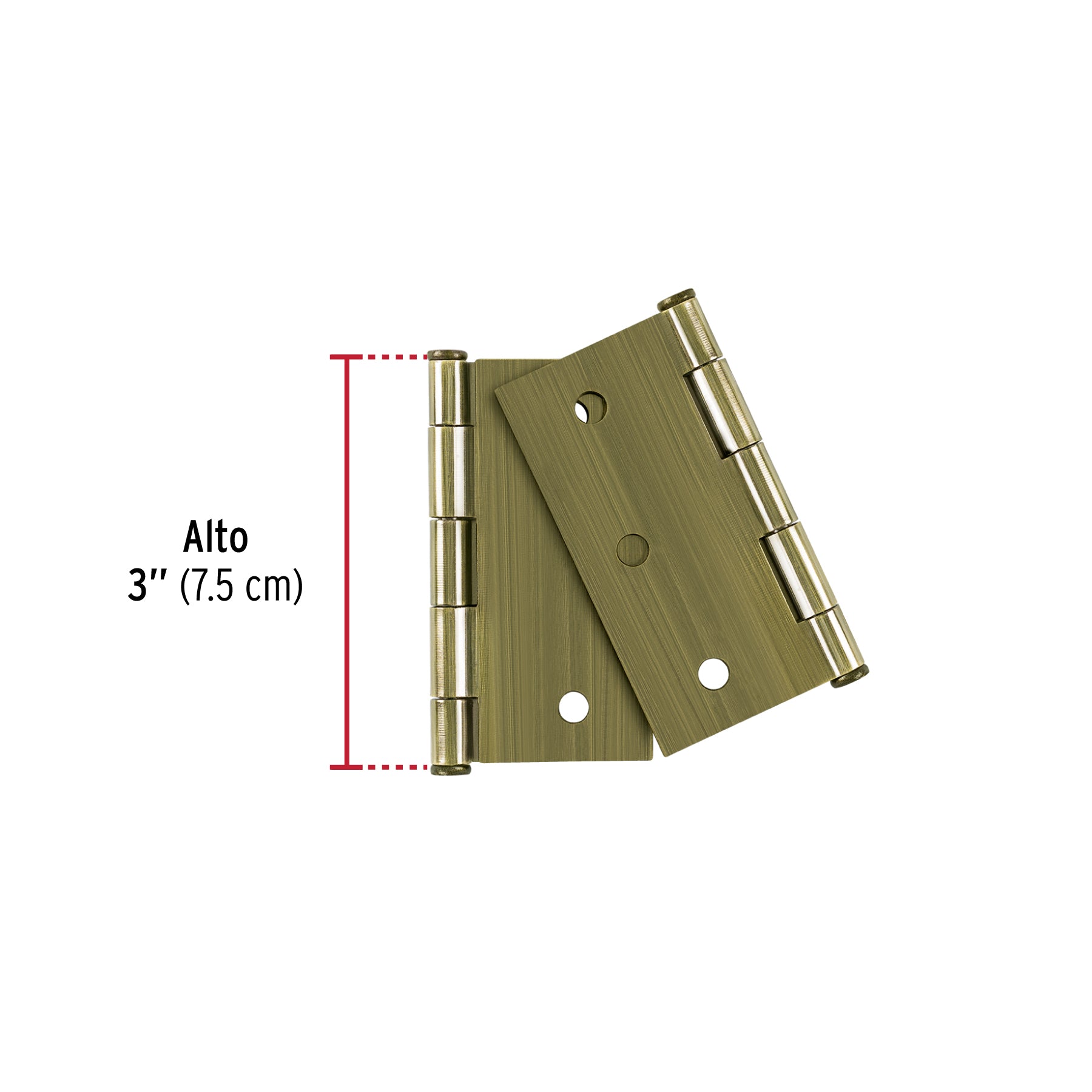Bolsa c/2 bisagras cuadradas 3', plana, latón ant, BASIC