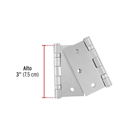 Bolsa c/2 bisagras cuadradas 3" plana acero inox HERMEX