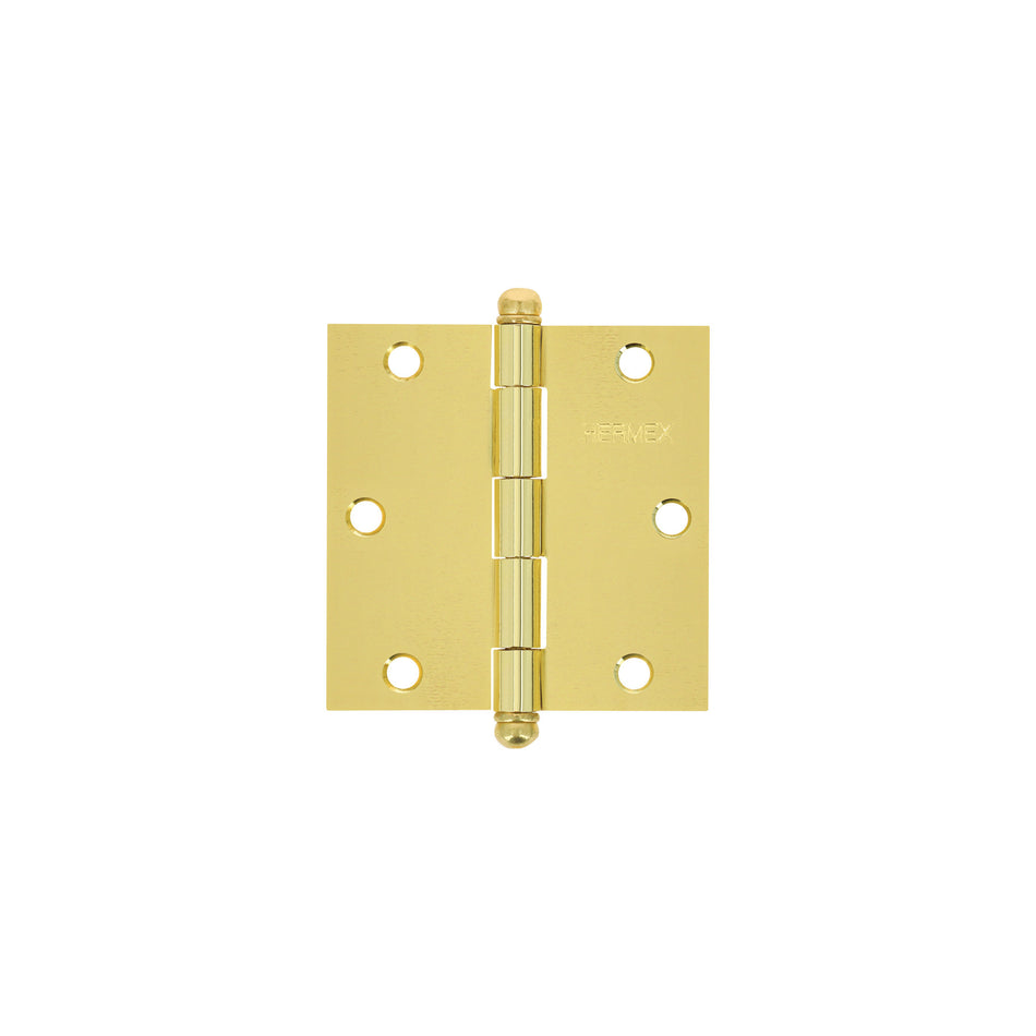 Bisagra cuadrada latonado cabeza redonda HERMEX 3-1/2"
