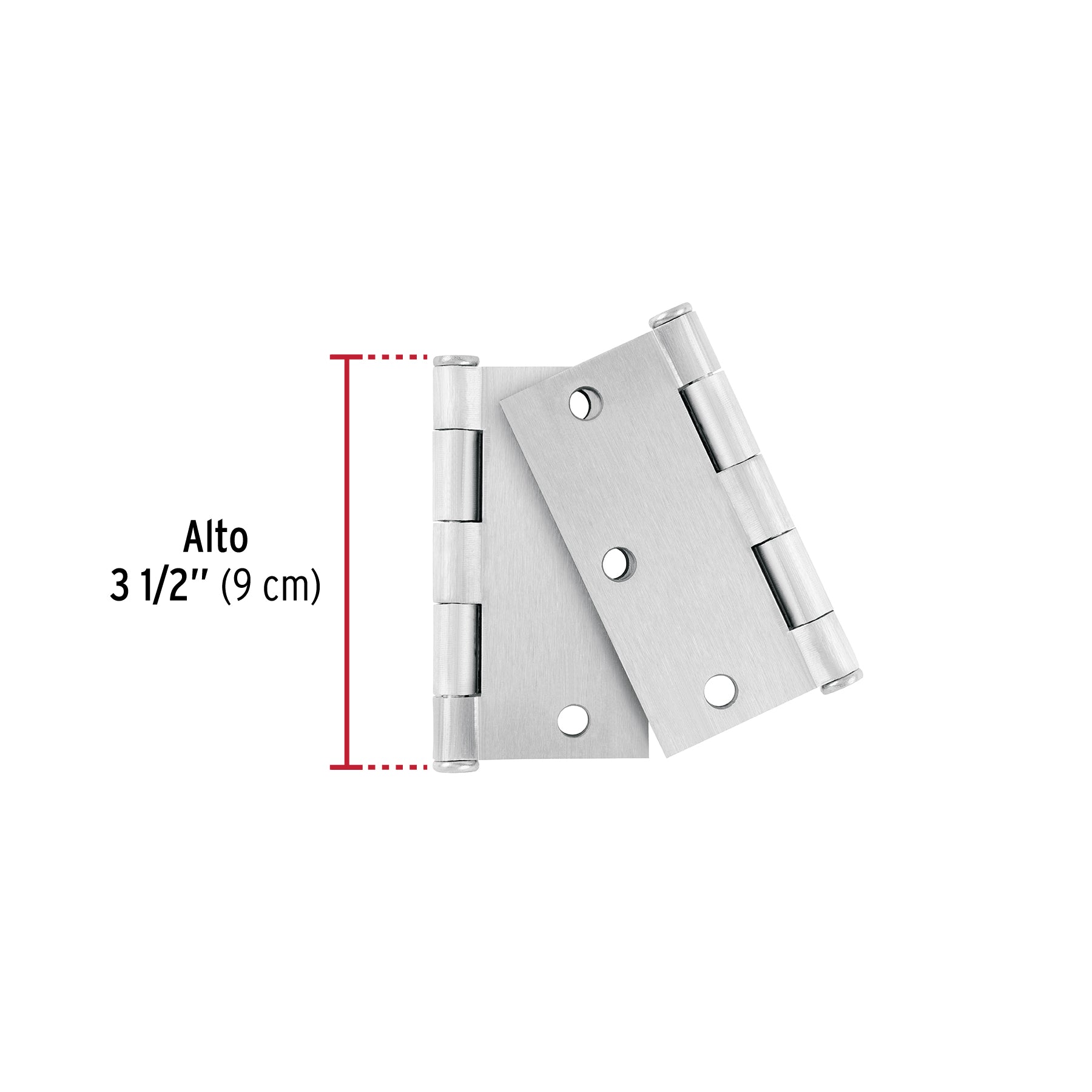 Bolsa c/2 bisagras cuadradas 3-1/2', plana, satinado, HERMEX