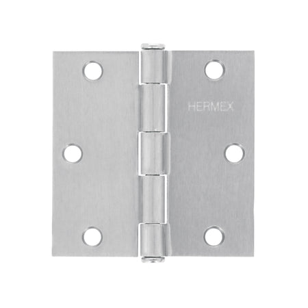 Bisagra cuadrada 3-1/2', satinado, cabeza plana, HERMEX