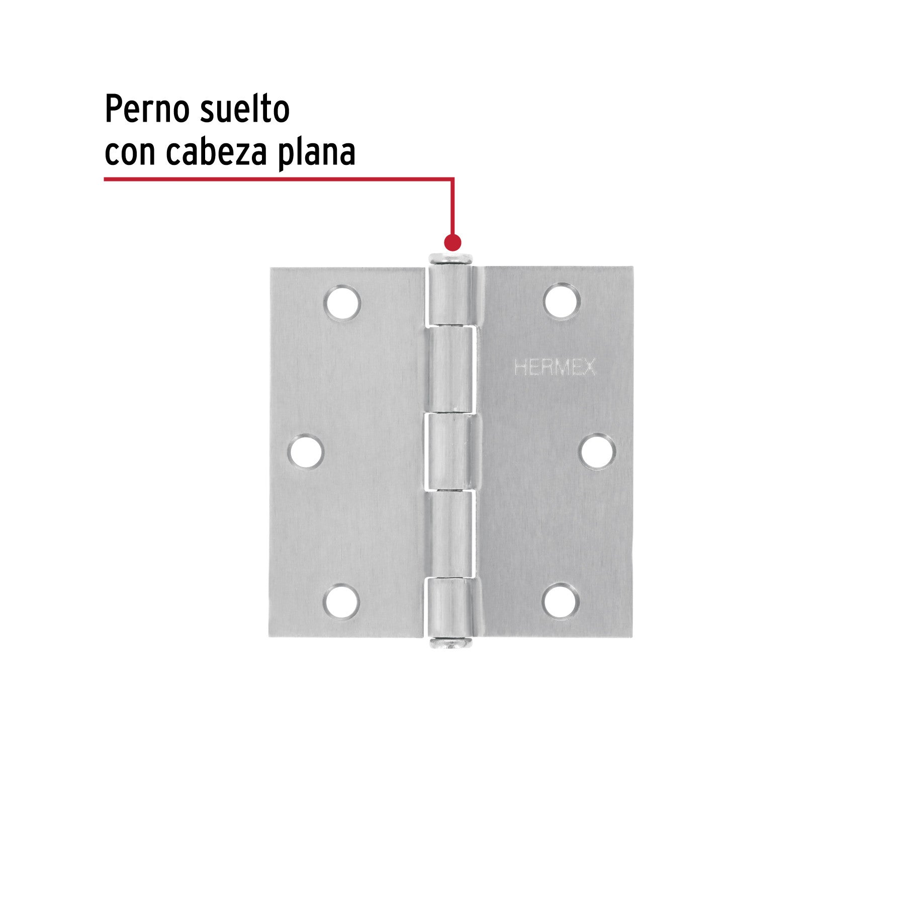 Bisagra cuadrada 3-1/2', satinado, cabeza plana, HERMEX