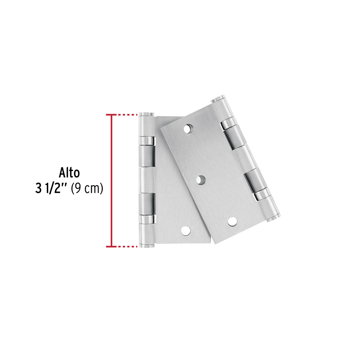 Bolsa c/2 bisagras cuadradas 3-1/2" planaacero inoxHERMEX