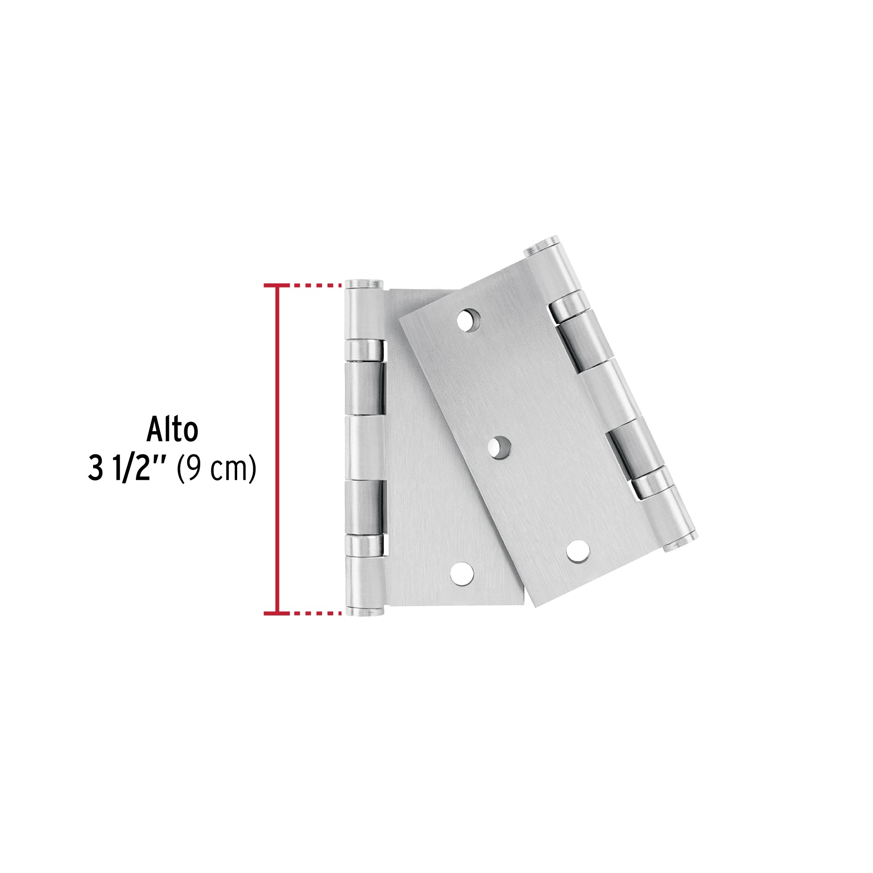 Bolsa c/2 bisagras cuadradas 3-1/2" planaacero inoxHERMEX