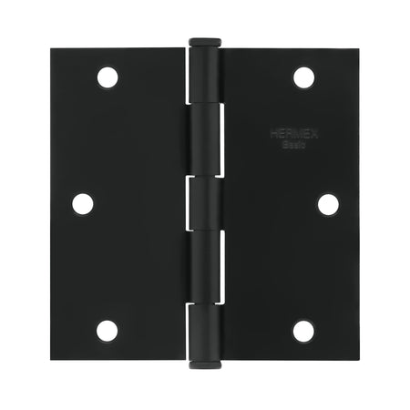 Bisagra cuadrada 3 1/2" negro mate cabeza plana HERMEX