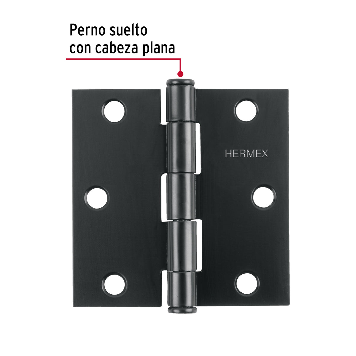 Bisagra cuadrada 3 1/2" negro mate cabeza plana HERMEX
