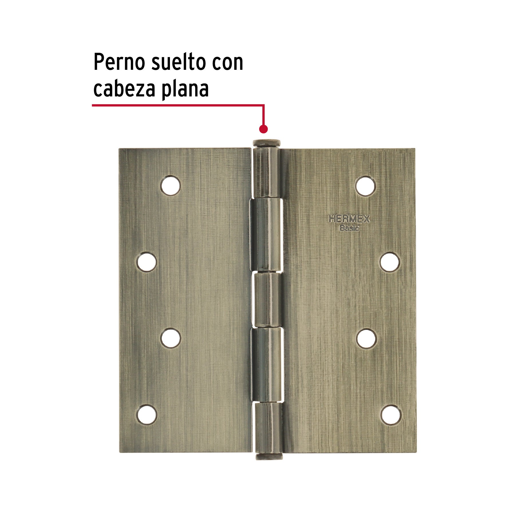 Bisagra cuadrada 4', latón antiguo, cabeza plana, BASIC