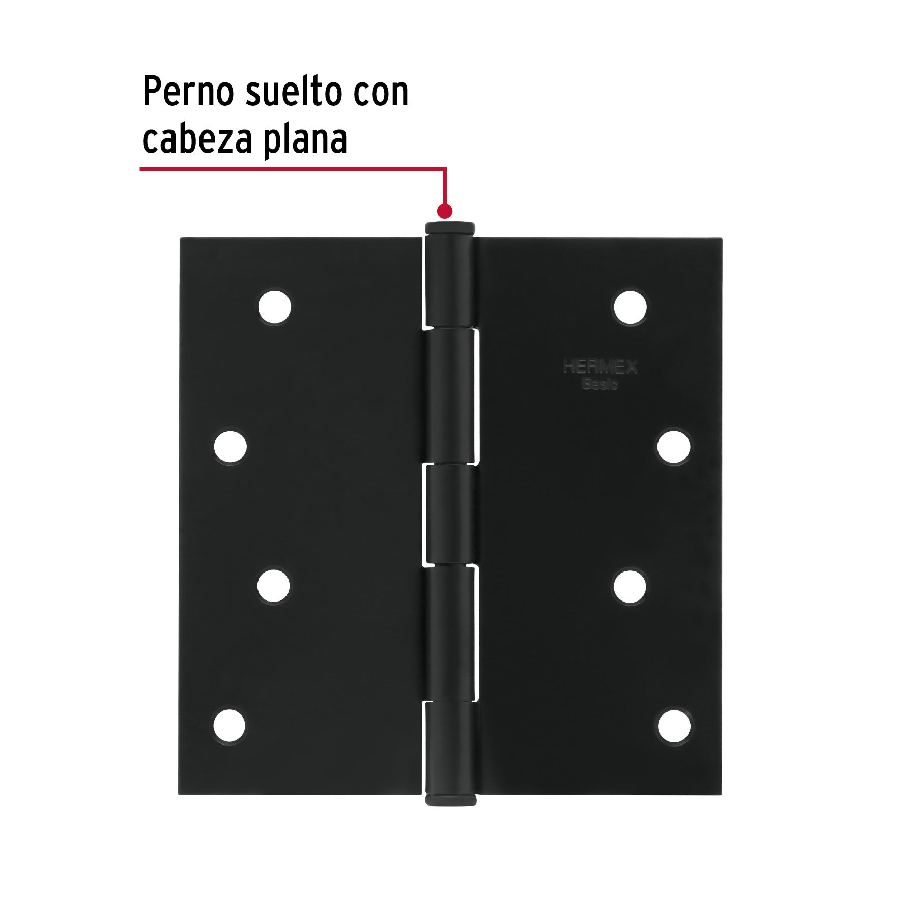 Bisagra cuadrada 4', negro mate, cabeza plana, BASIC