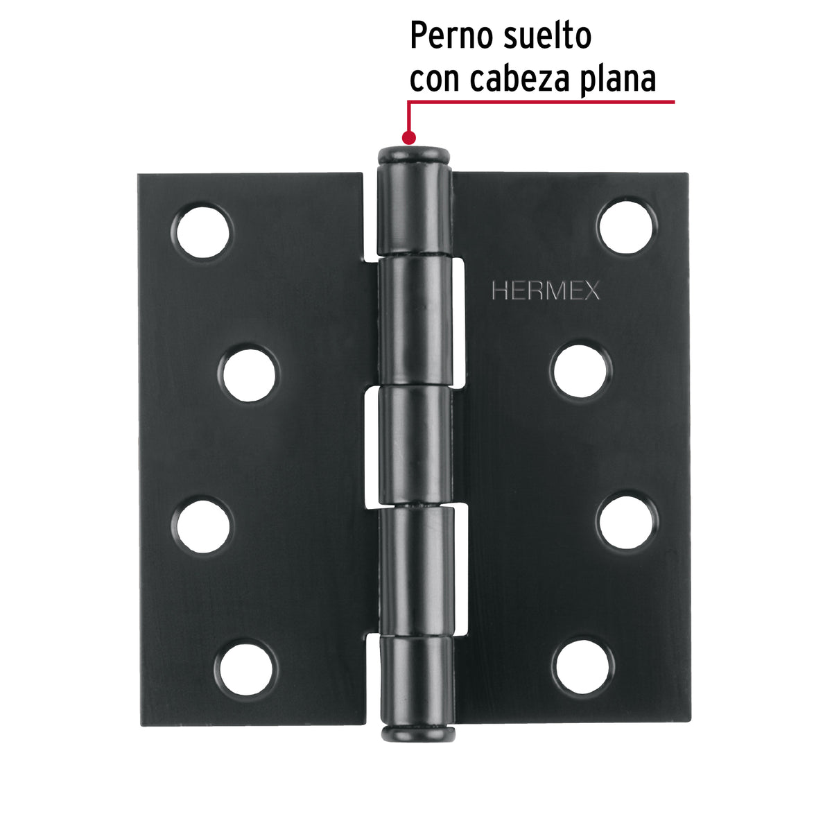 Bisagra cuadrada 4', negro mate, cabeza plana, HERMEX