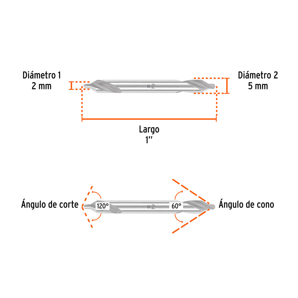 Broca para centrar con doble punta #2 TRUPER