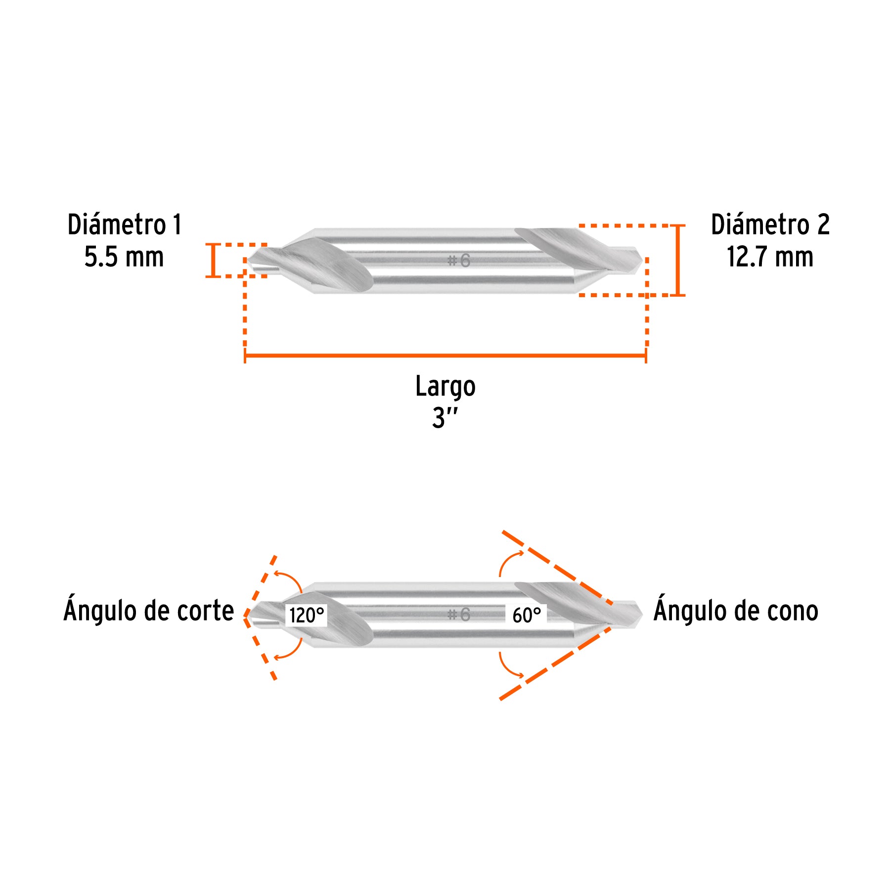 Broca para centrar con doble punta #6 TRUPER