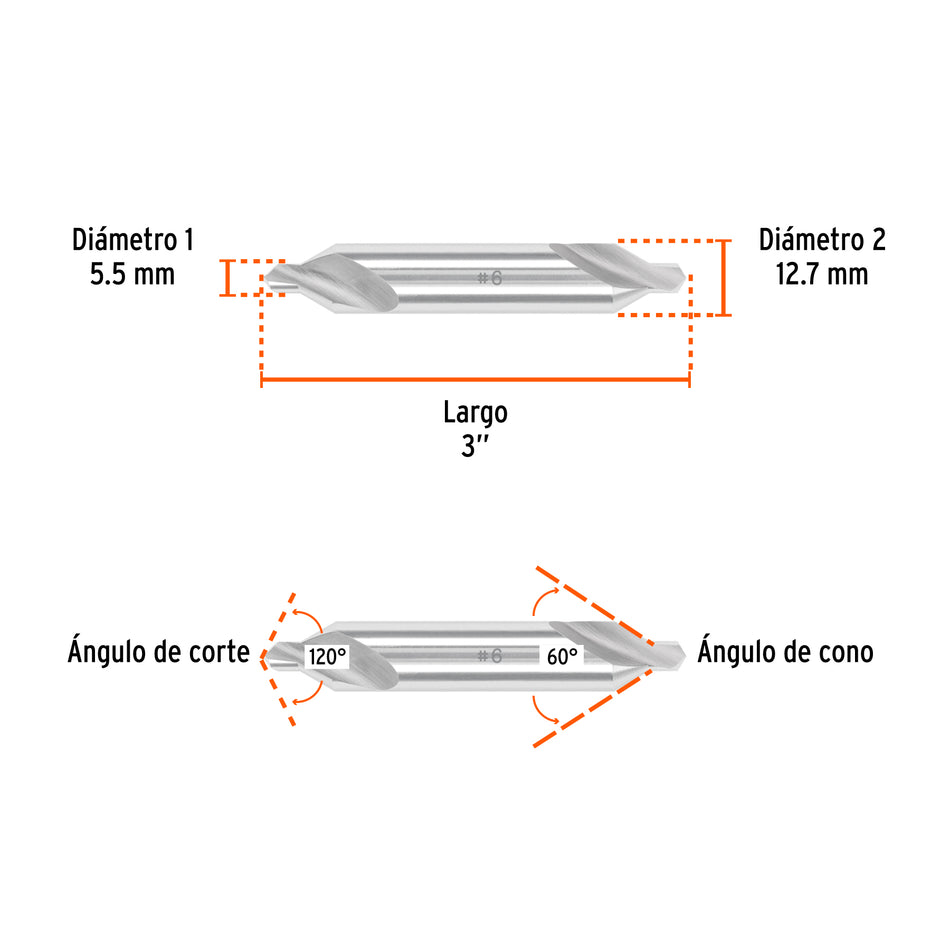Broca para centrar con doble punta #6 TRUPER