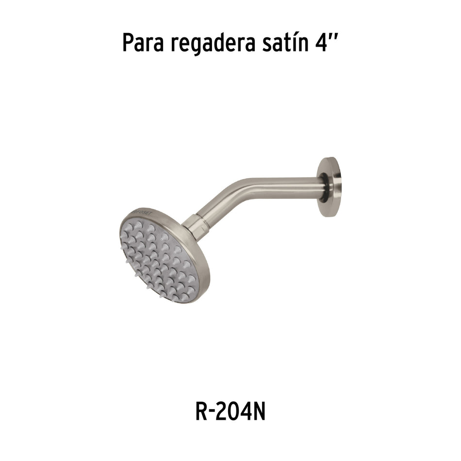 Brazo y chapetón para regadera, latón, satín, ELEMENT